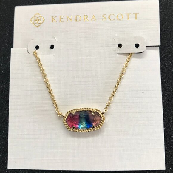 New Kendra Scott Elisa Gold Short Necklace in Watercolor Illusion - Picture 1 of 2